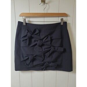 Tibi Mini Bow Skirt Womens Size Small Black 4 Preppy Minimalist Designer